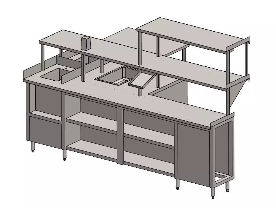 commercial kitchen counter 3D model_0
