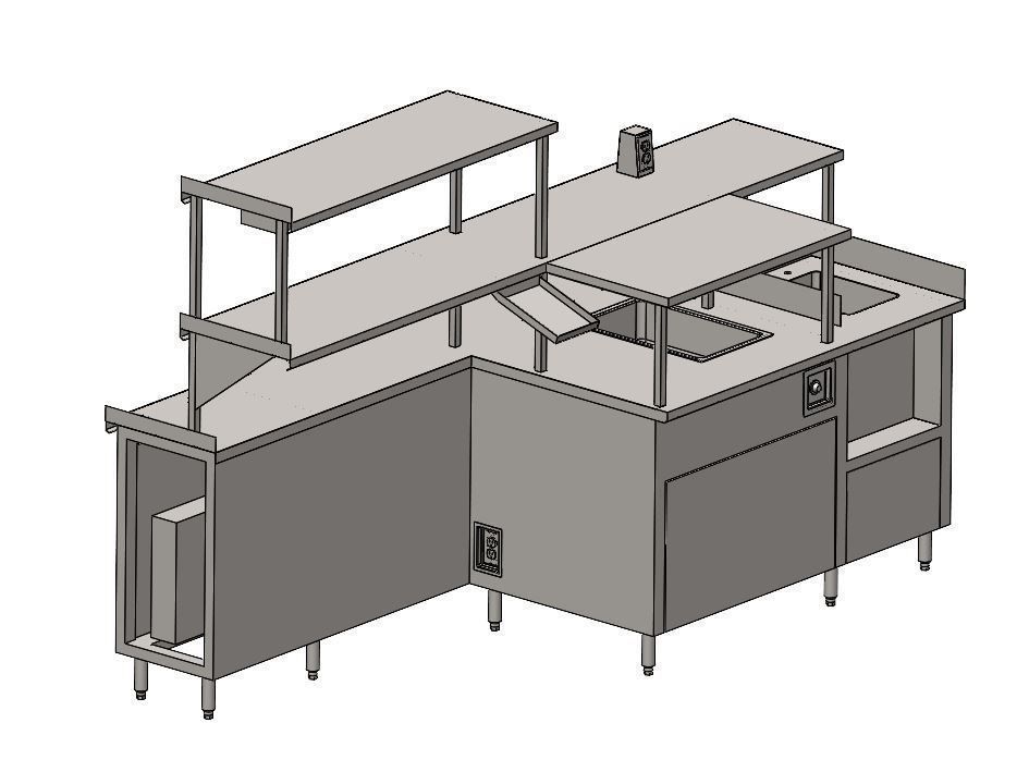 commercial kitchen counter 3D model_1