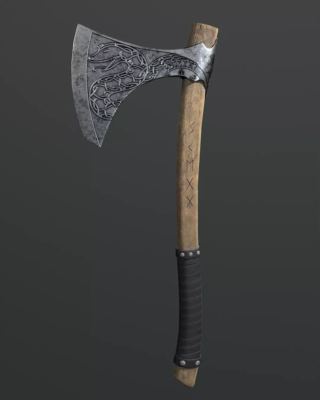 Viking Skeggox Snake Axe Low-poly 3D model_0