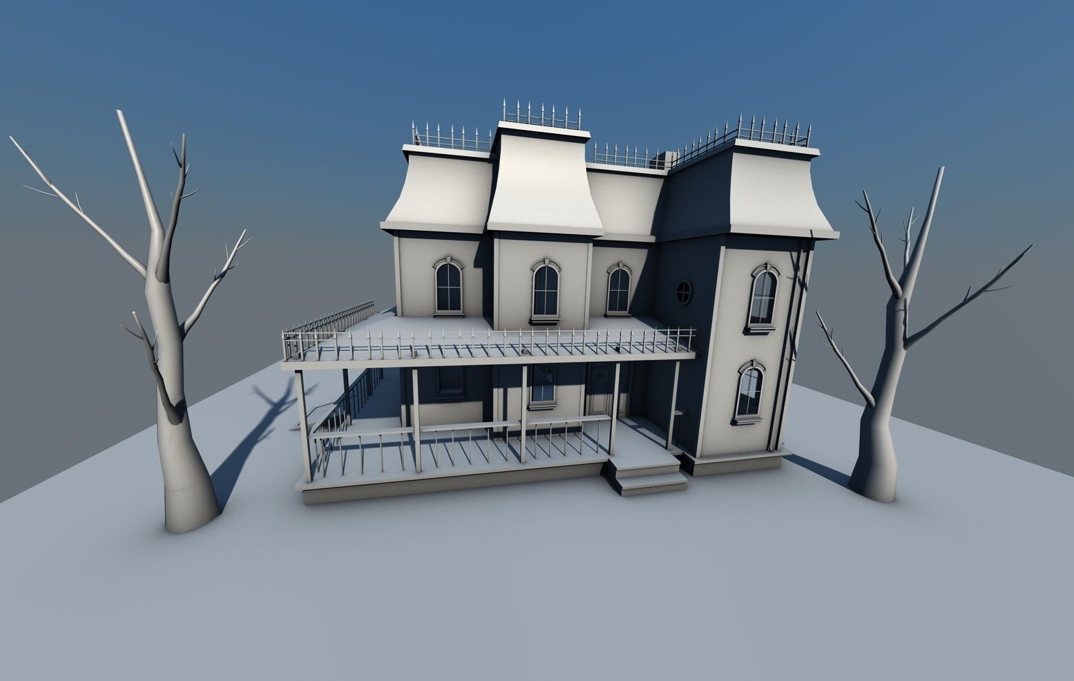 Low Poly Haunted House  Low-poly 3D model_2