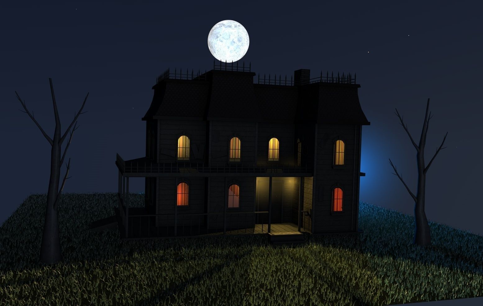 Low Poly Haunted House  Low-poly 3D model_4