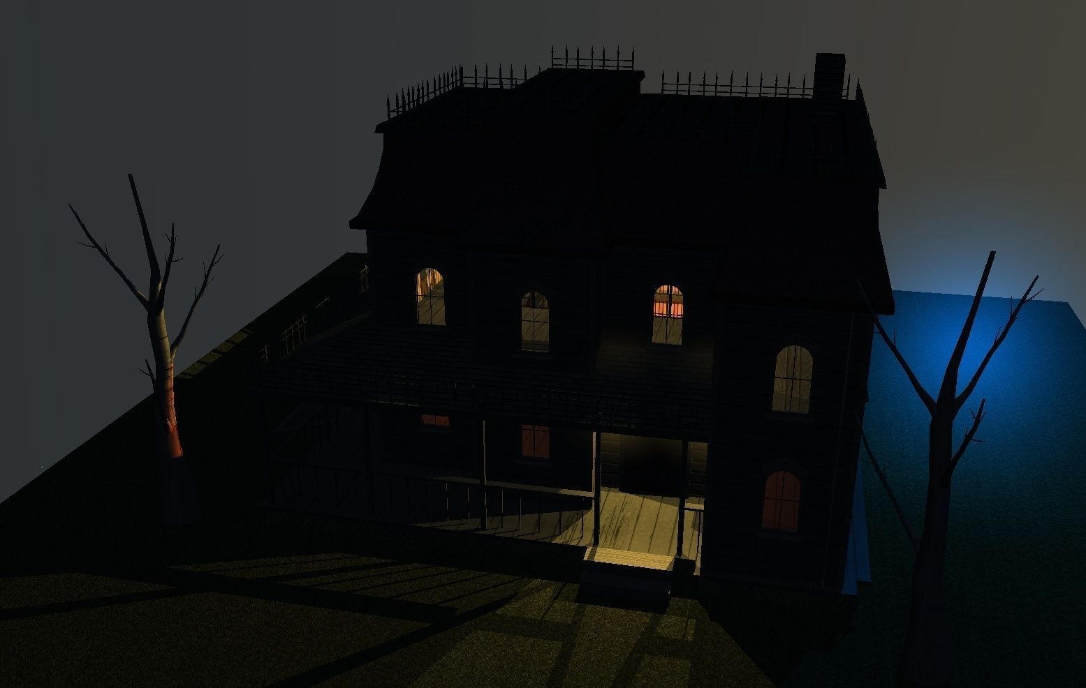 Low Poly Haunted House  Low-poly 3D model_8