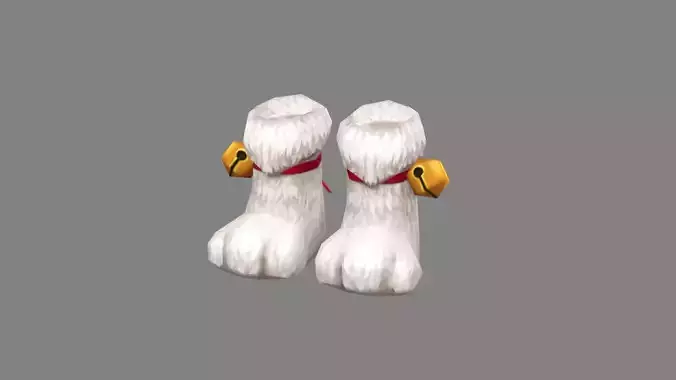 Cartoon cat foot shoes Low-poly 3D model