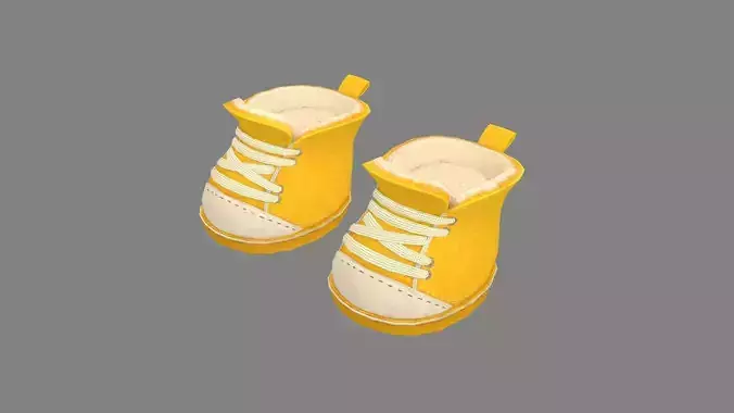 Cartoon baby shoes - yellow cotton-padded shoes Low-poly 3D model