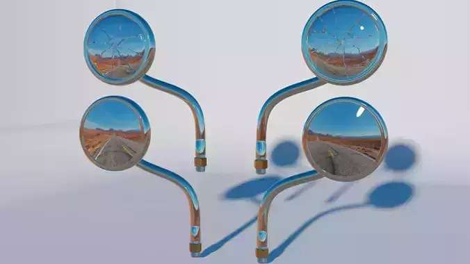 classic rearview mirror cracked 3D model