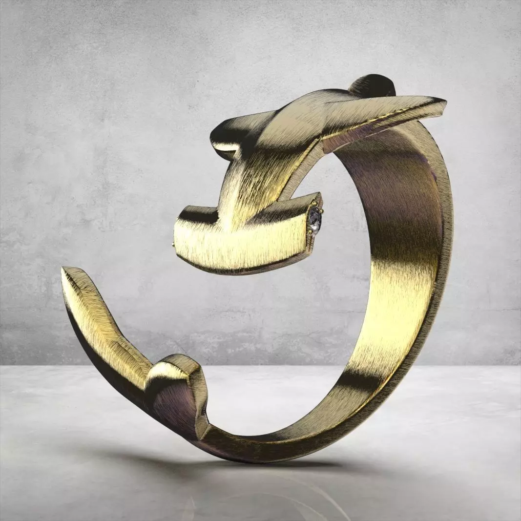 Hammerhead shark ring 3D print model_0