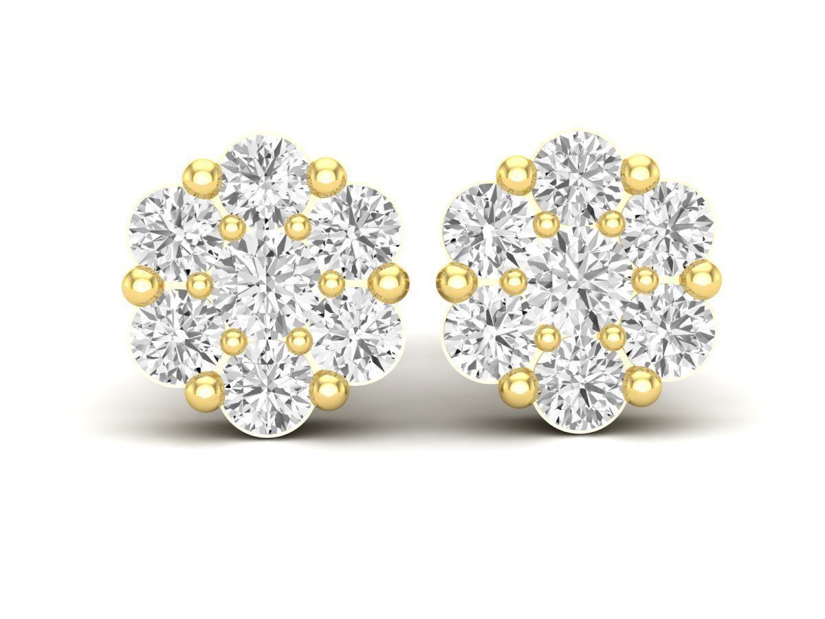 AV 495 Diamond cluster earrings 3D print model_3