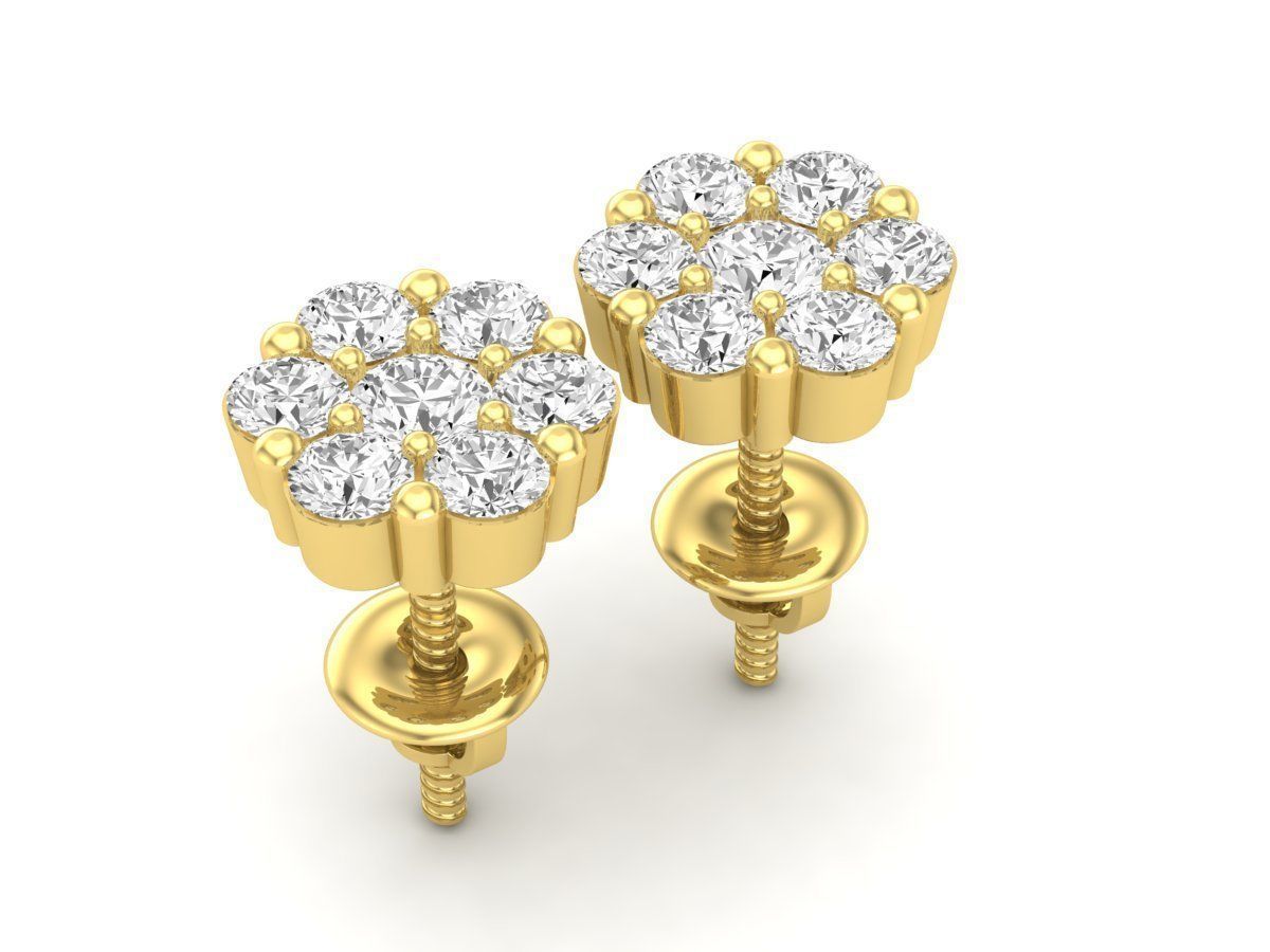 AV 495 Diamond cluster earrings 3D print model_16