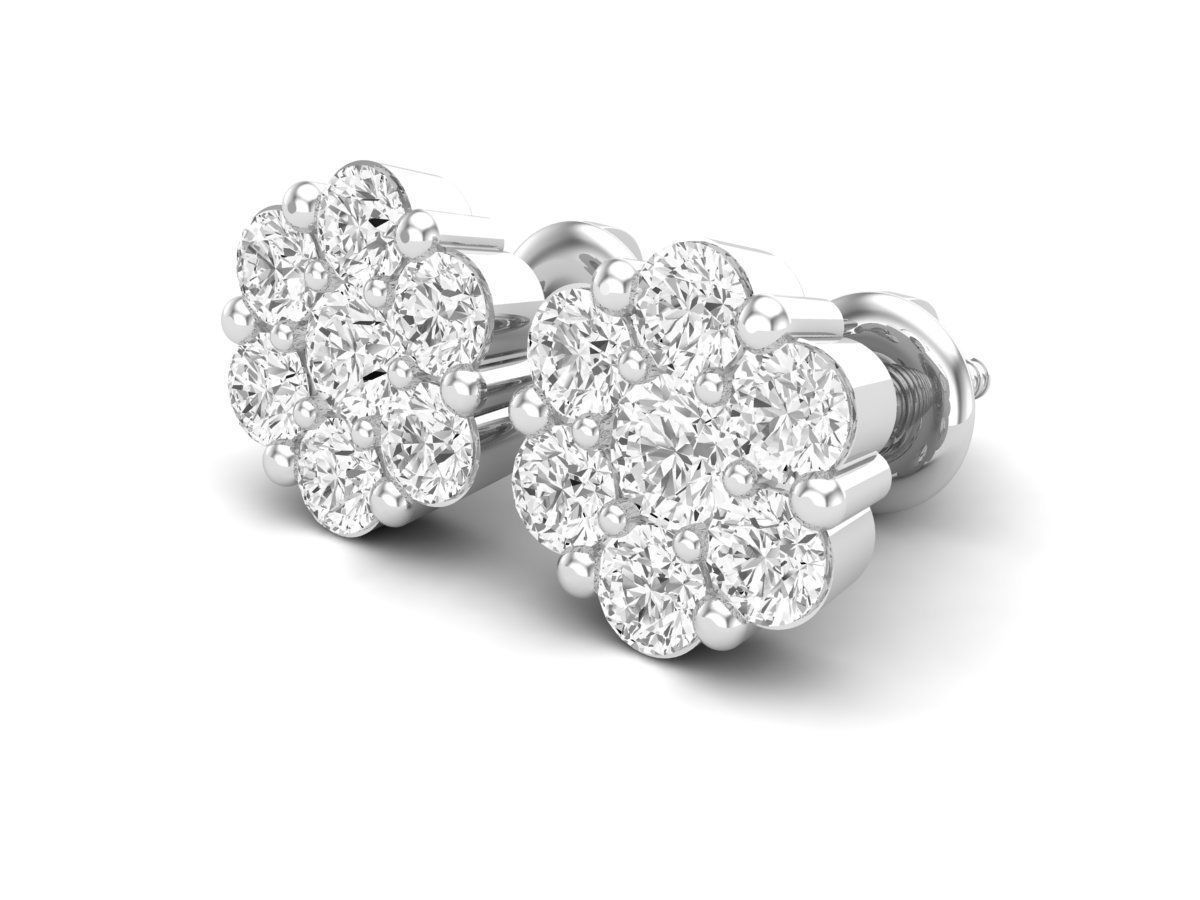 AV 495 Diamond cluster earrings 3D print model_1