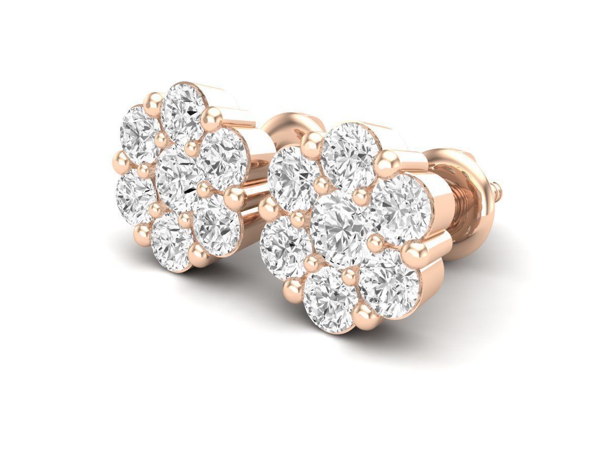 AV 495 Diamond cluster earrings 3D print model_2