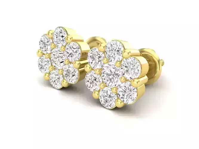 AV 495 Diamond cluster earrings 3D print model