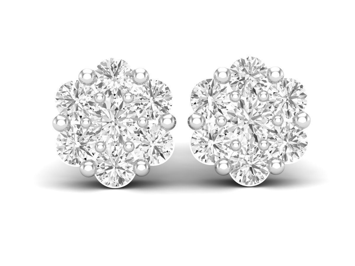 AV 495 Diamond cluster earrings 3D print model_5