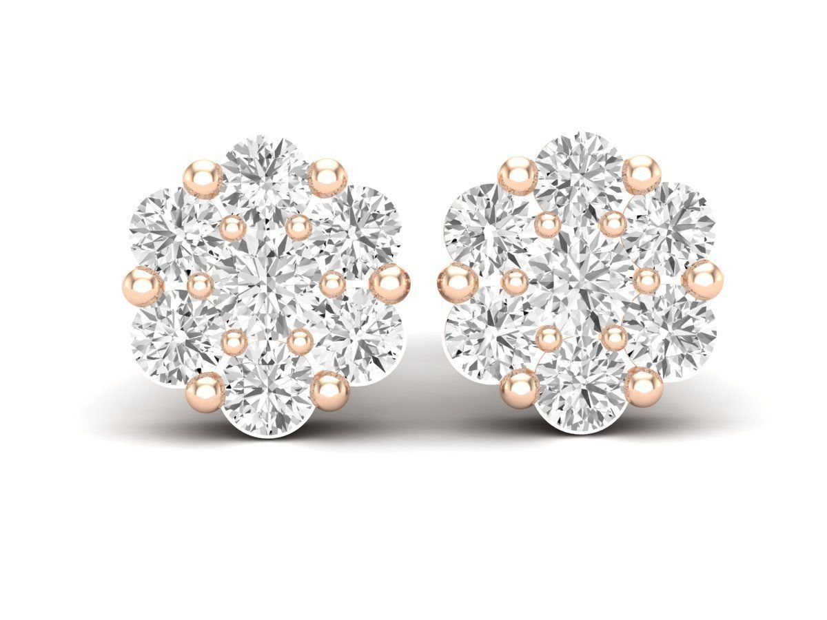 AV 495 Diamond cluster earrings 3D print model_4