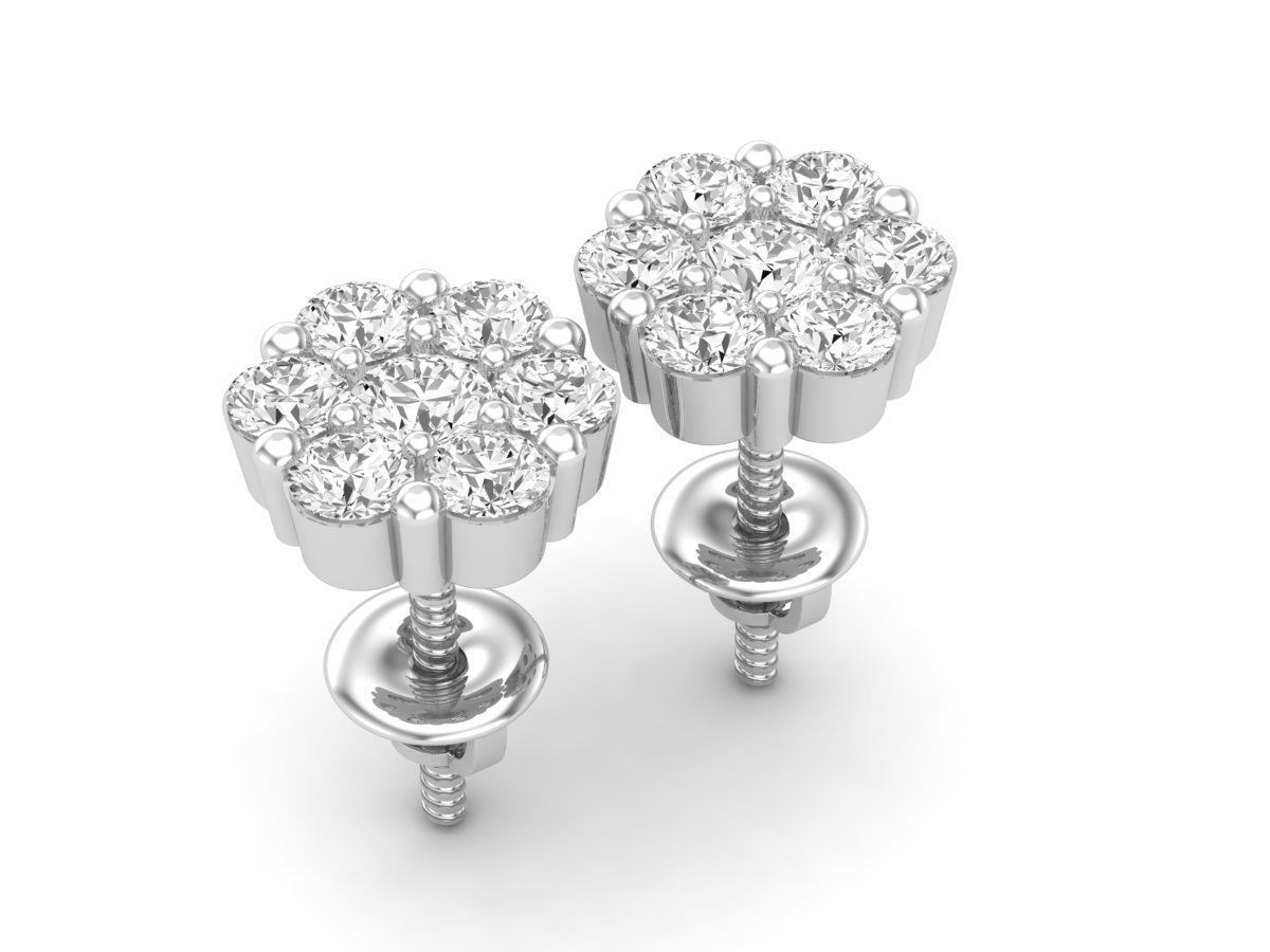 AV 495 Diamond cluster earrings 3D print model_14