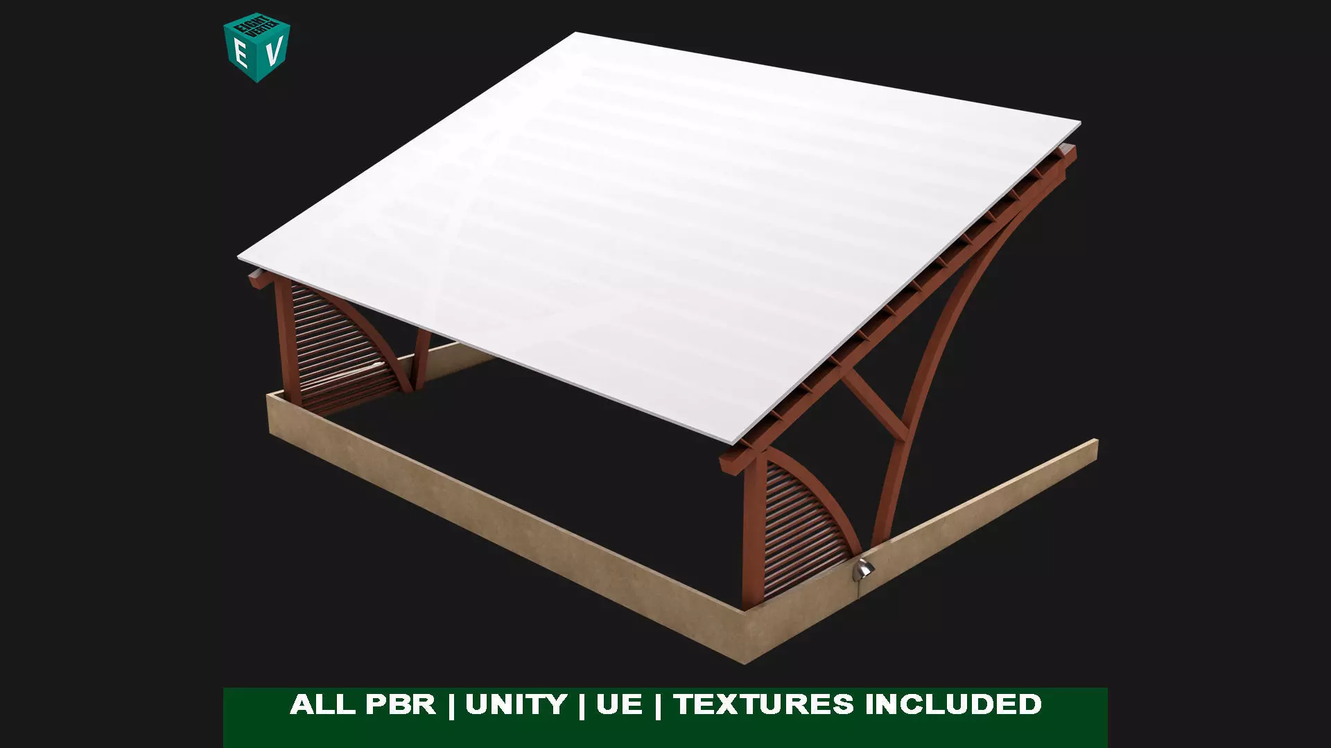 Wooden Car Parking Shed 01 All PBR Unity UE Textures Low-poly 3D model_0