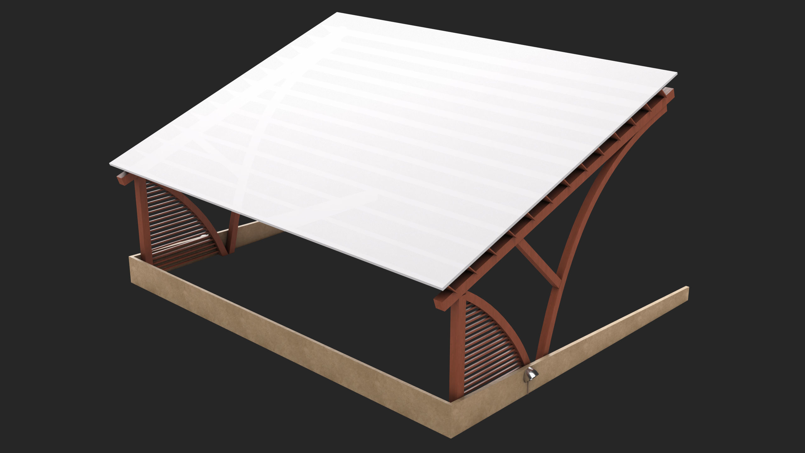 Wooden Car Parking Shed 01 All PBR Unity UE Textures Low-poly 3D model_4
