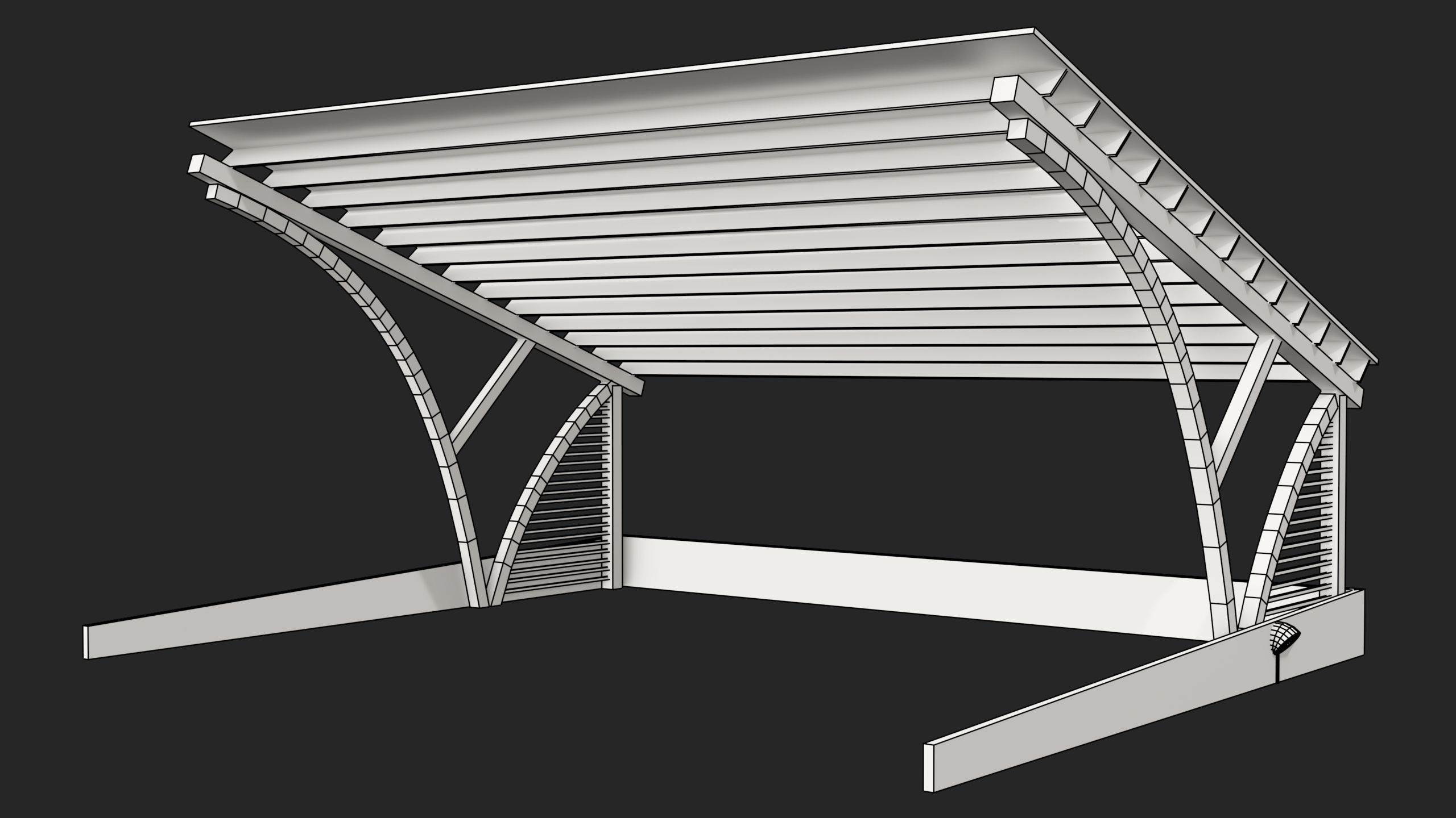 Wooden Car Parking Shed 01 All PBR Unity UE Textures Low-poly 3D model_28