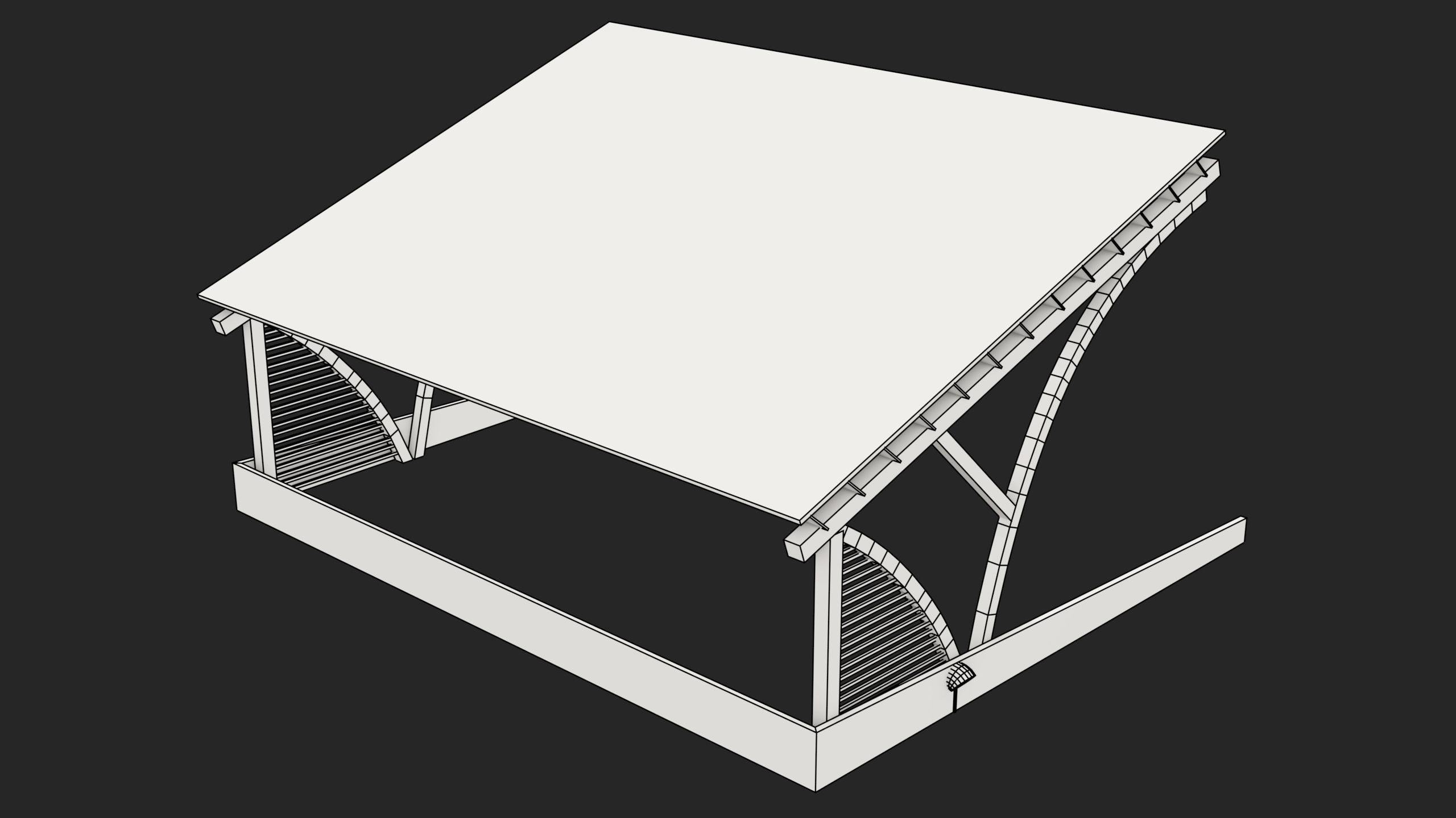 Wooden Car Parking Shed 01 All PBR Unity UE Textures Low-poly 3D model_19