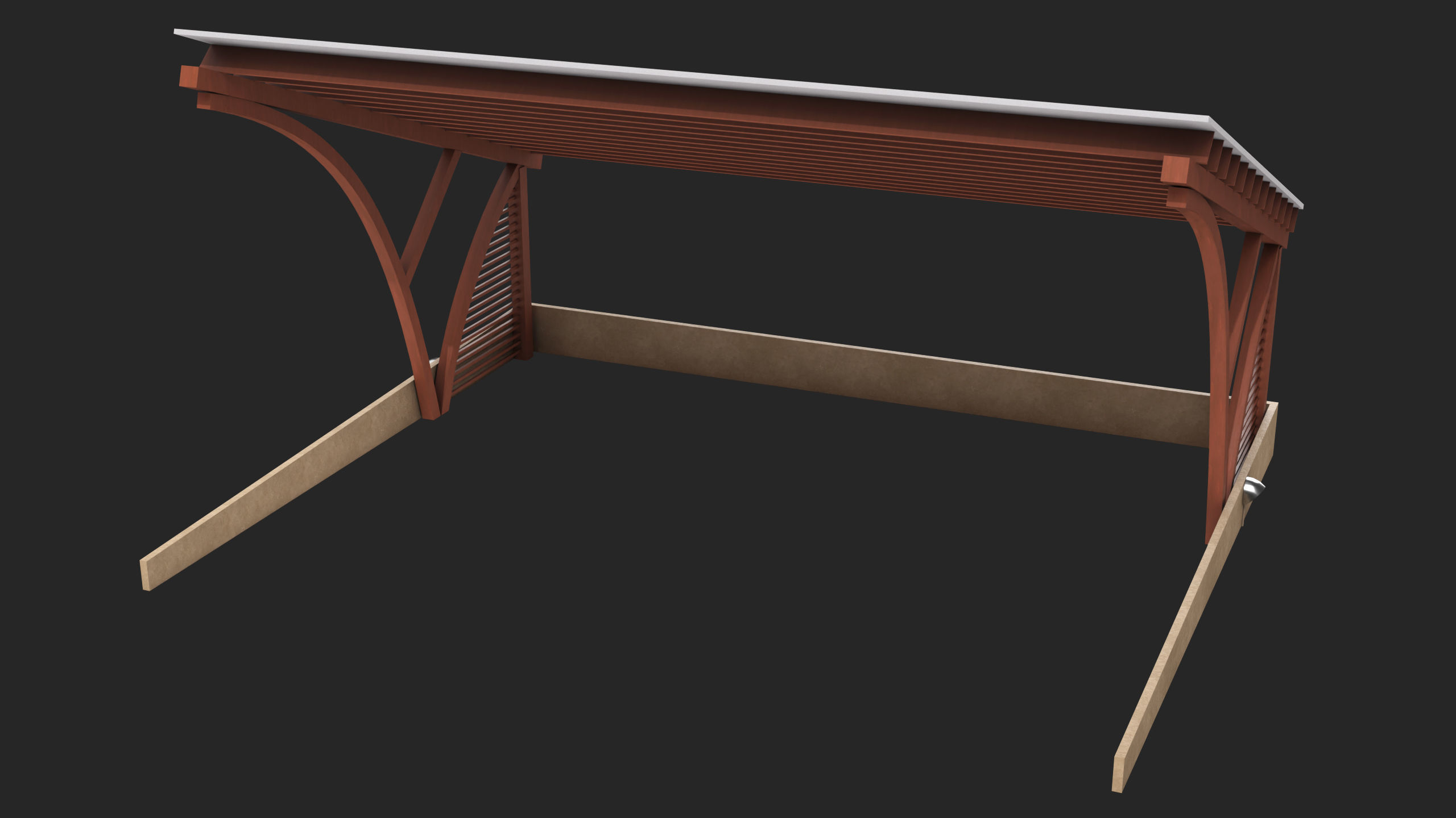 Wooden Car Parking Shed 01 All PBR Unity UE Textures Low-poly 3D model_1