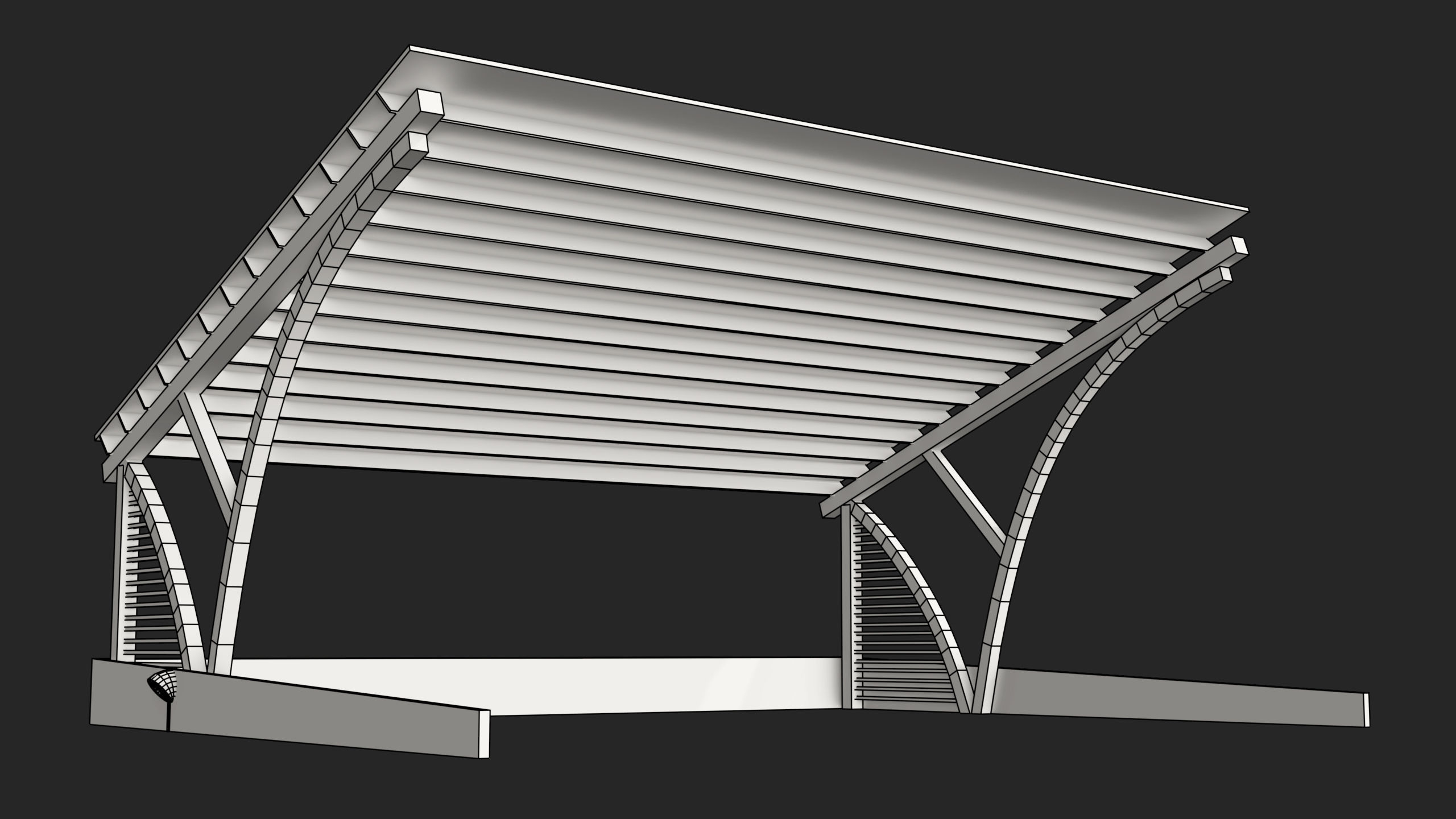 Wooden Car Parking Shed 01 All PBR Unity UE Textures Low-poly 3D model_27