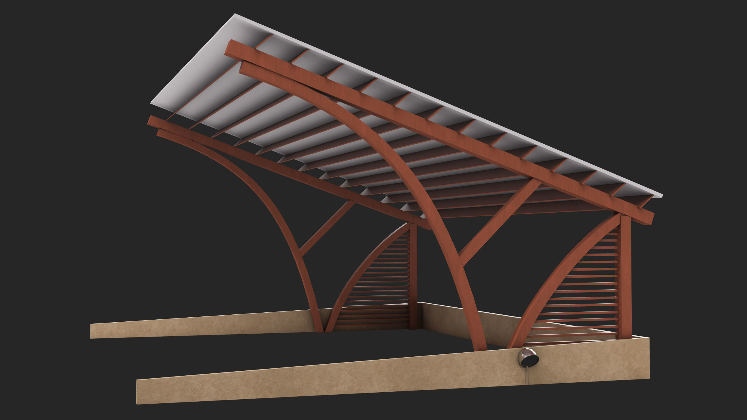 Wooden Car Parking Shed 01 All PBR Unity UE Textures Low-poly 3D model_7