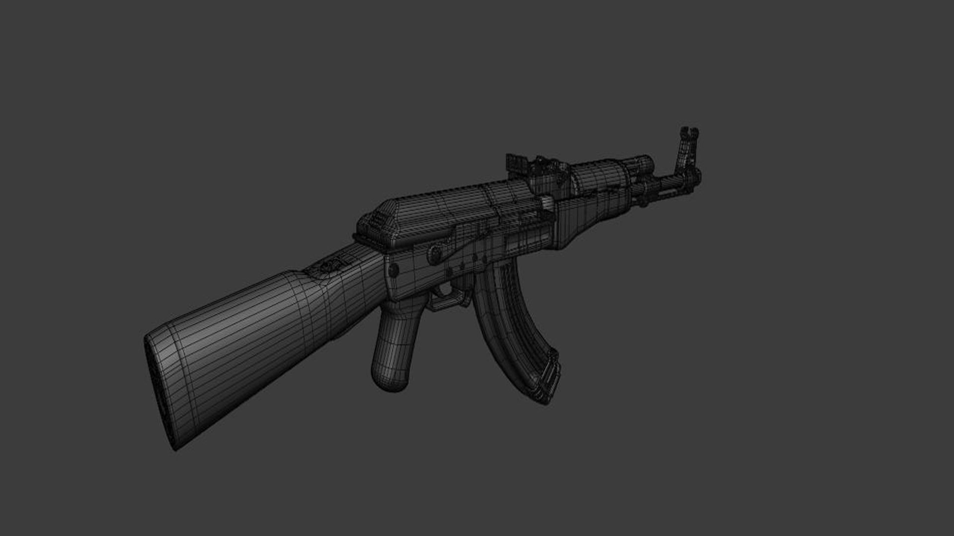 Assault Rifle AK-47 - Asset Weapon  Free low-poly 3D model_9