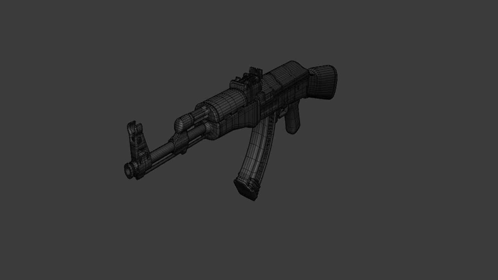 Assault Rifle AK-47 - Asset Weapon  Free low-poly 3D model_11