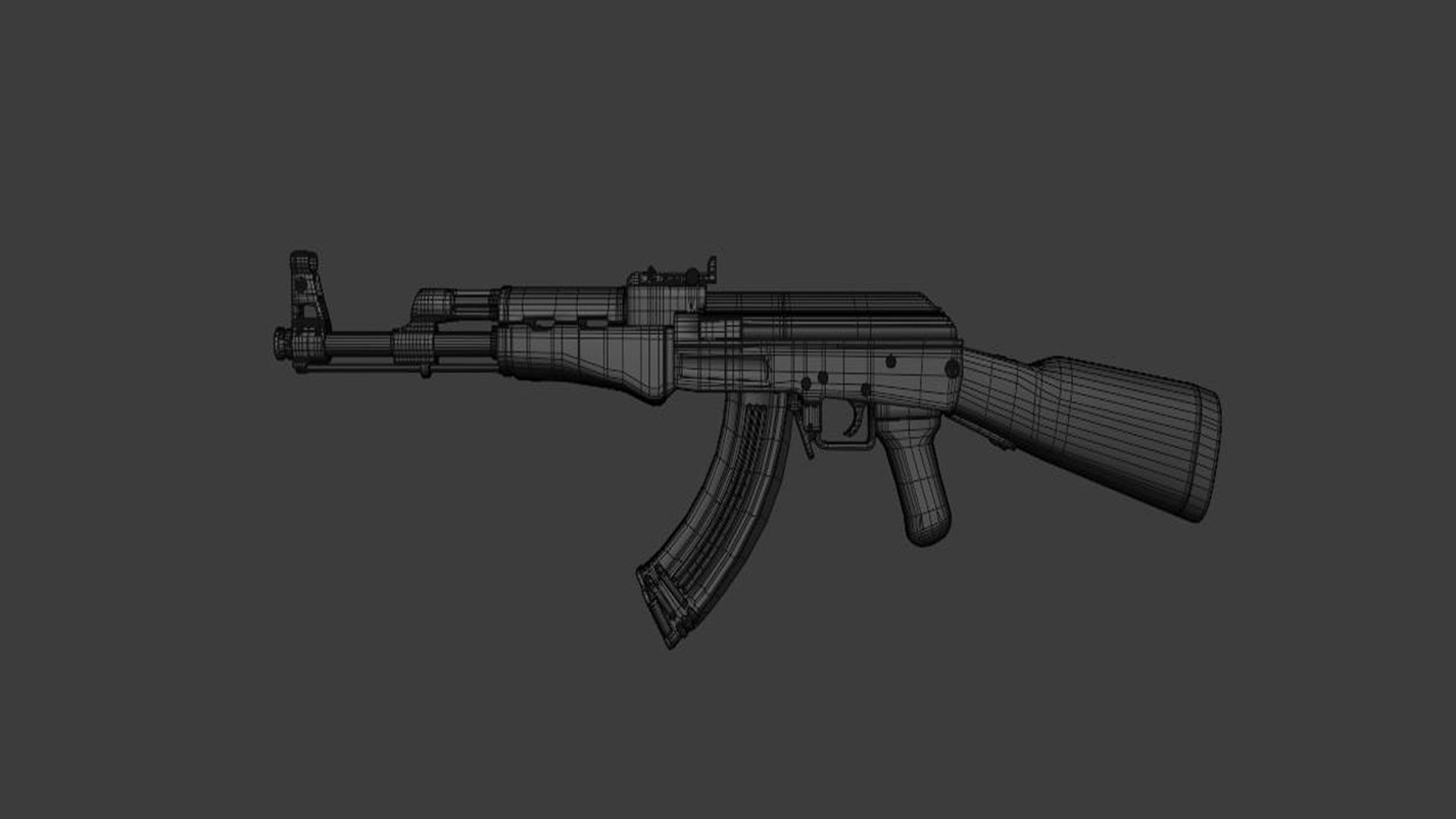 Assault Rifle AK-47 - Asset Weapon  Free low-poly 3D model_8