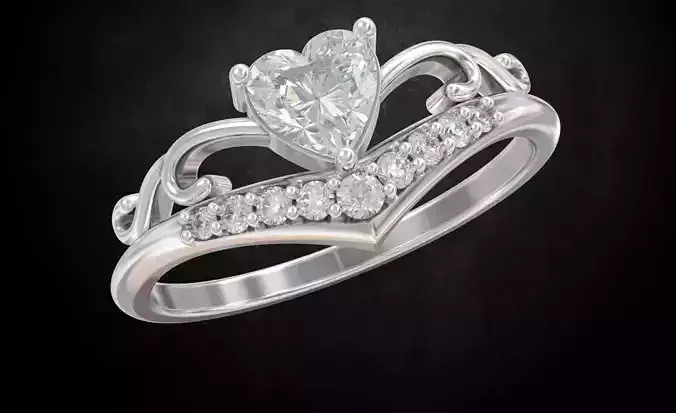 Engagement ring with heart and diamonds 195