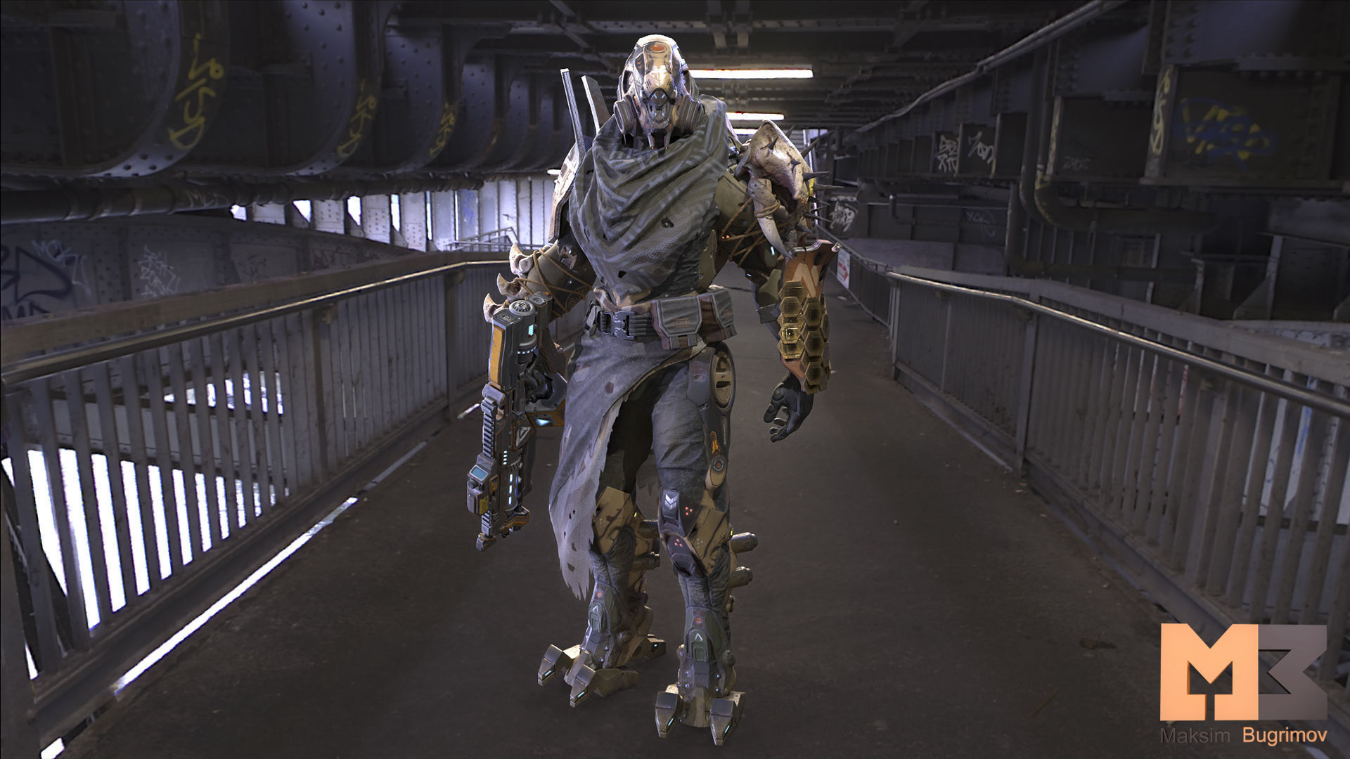 SCI-FI CHARACTER MARAUDER Low-poly 3D model_7