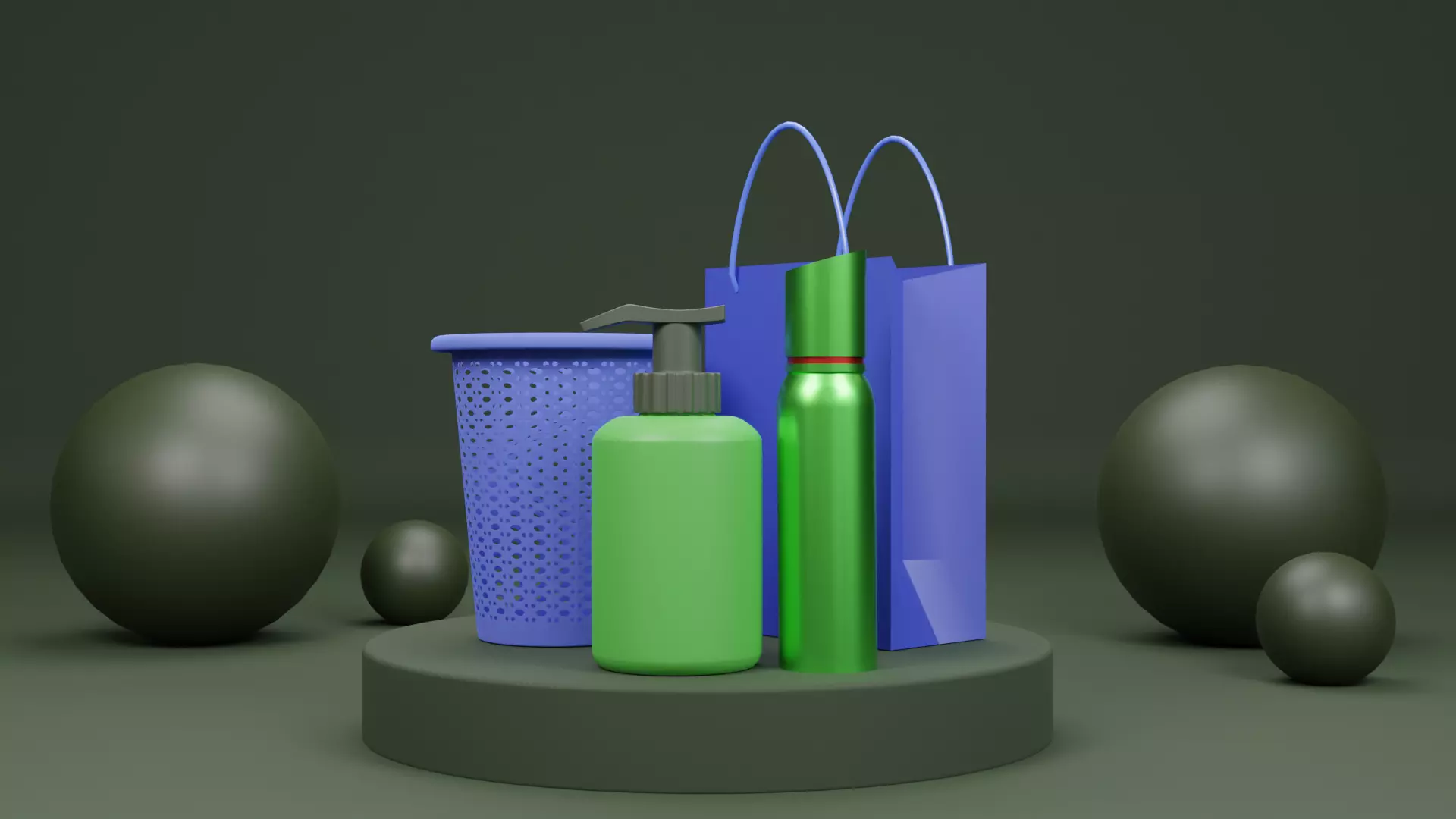 Cosmetics With Shopping Bag 3D Model Free low-poly 3D model