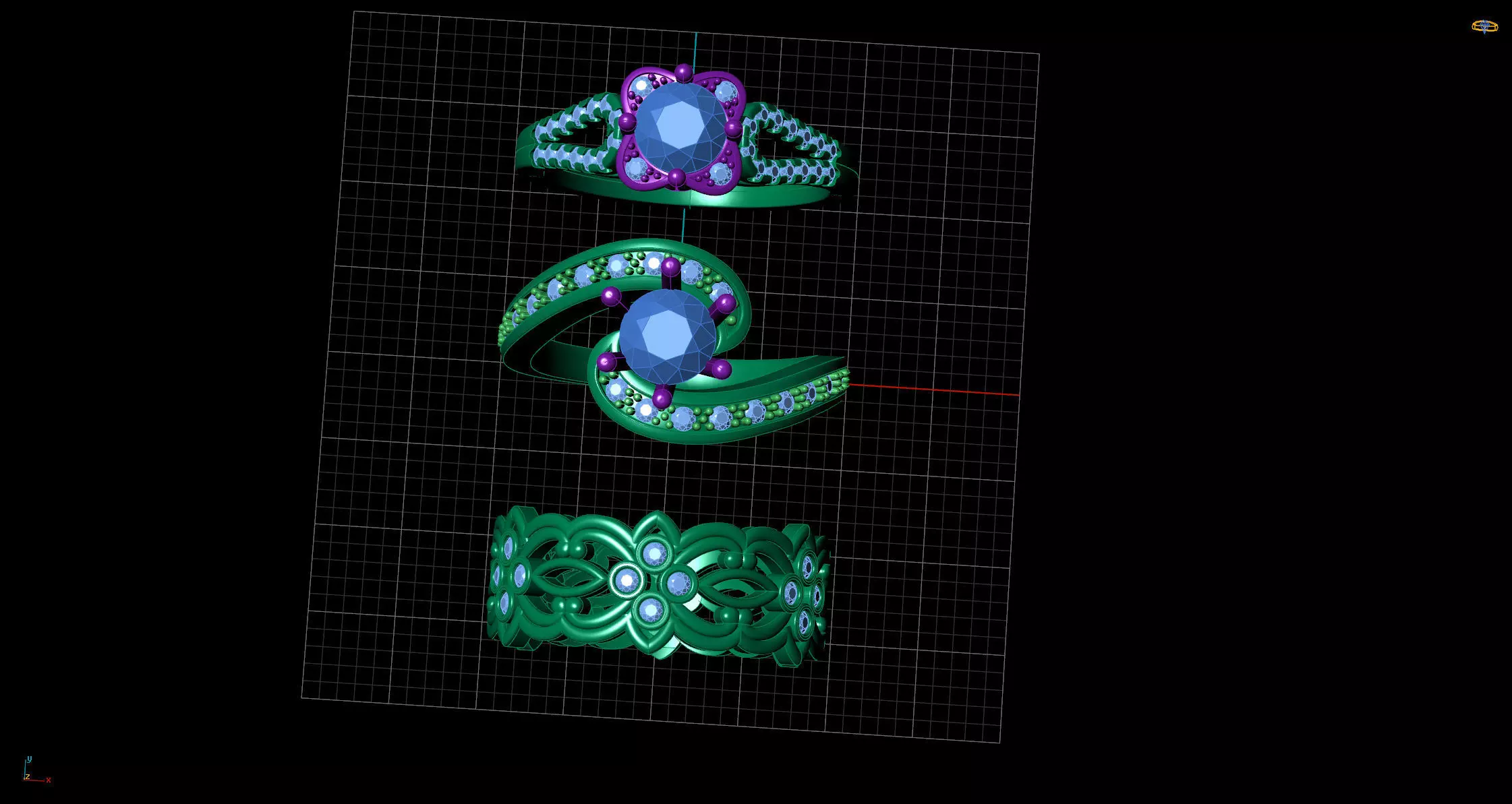 Rings triple Free 3D print model