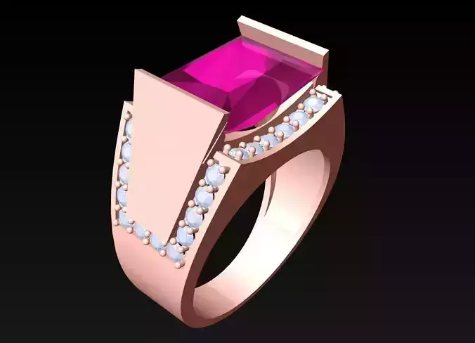 Rectangular Stone Rings - Mens Rings - N4198