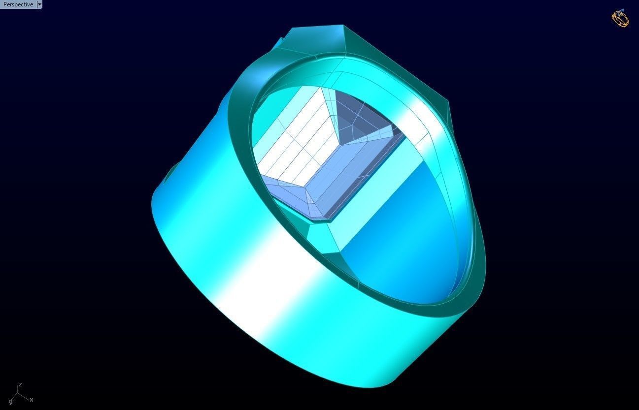 Rectangular Stone Rings - Mens Rings - N3119 3D print model_7