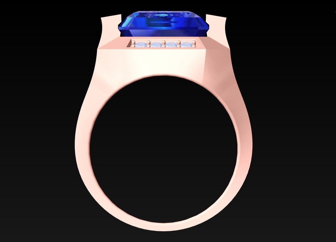 Rectangular Stone Rings - Mens Rings - N3119 3D print model_5