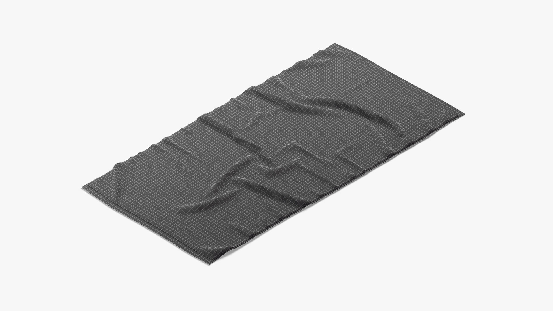 White Bath Towel Set - flat and crumpled beach pool towels Low-poly 3D model_6