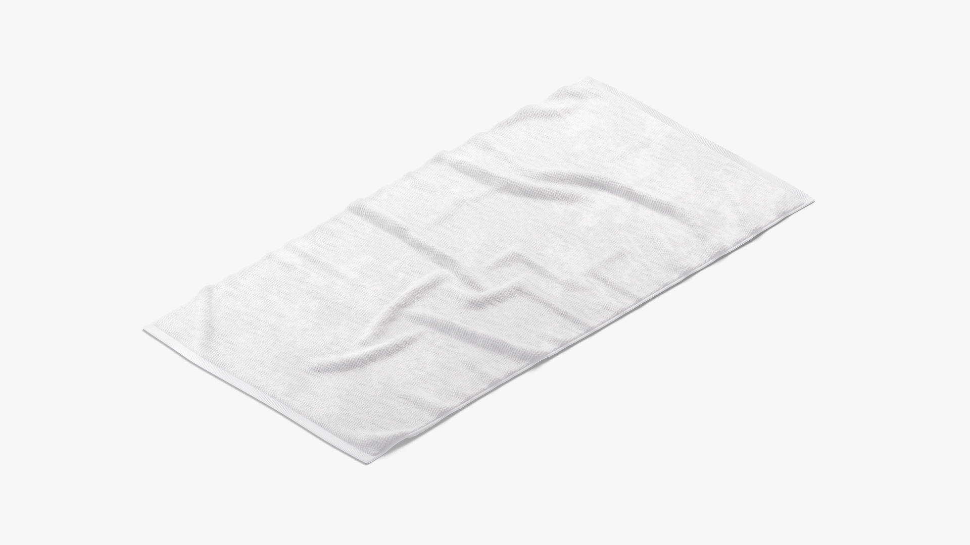 White Bath Towel Set - flat and crumpled beach pool towels Low-poly 3D model_2