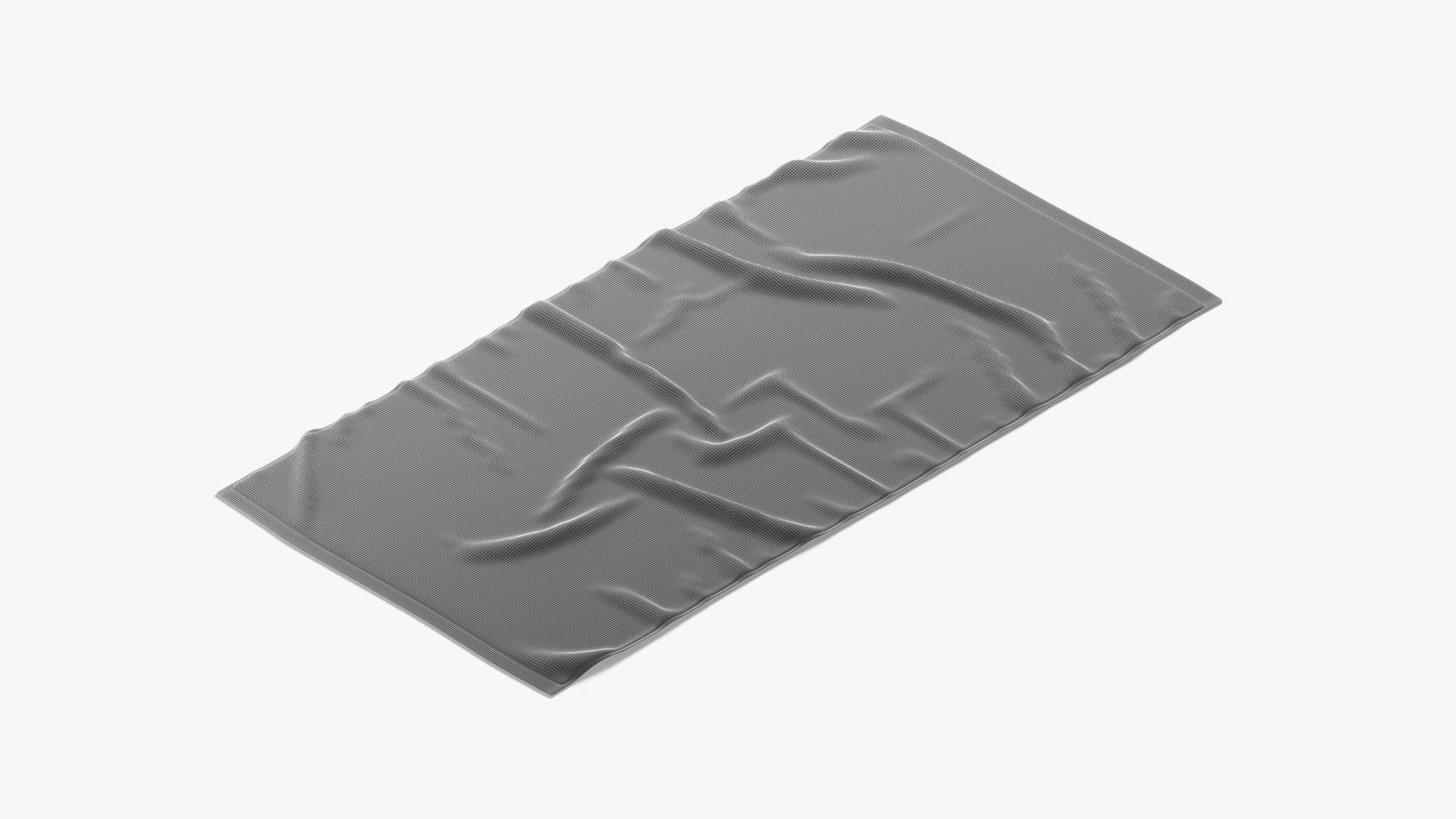 White Bath Towel Set - flat and crumpled beach pool towels Low-poly 3D model_8