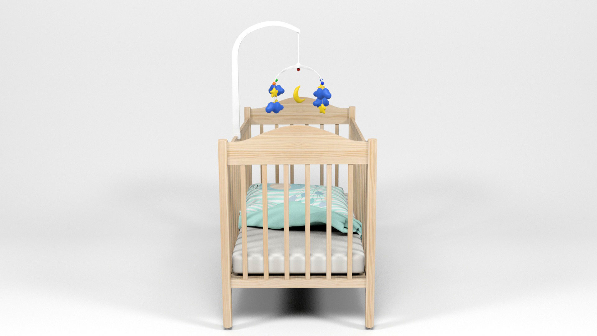 Baby crib Low-poly 3D model_7