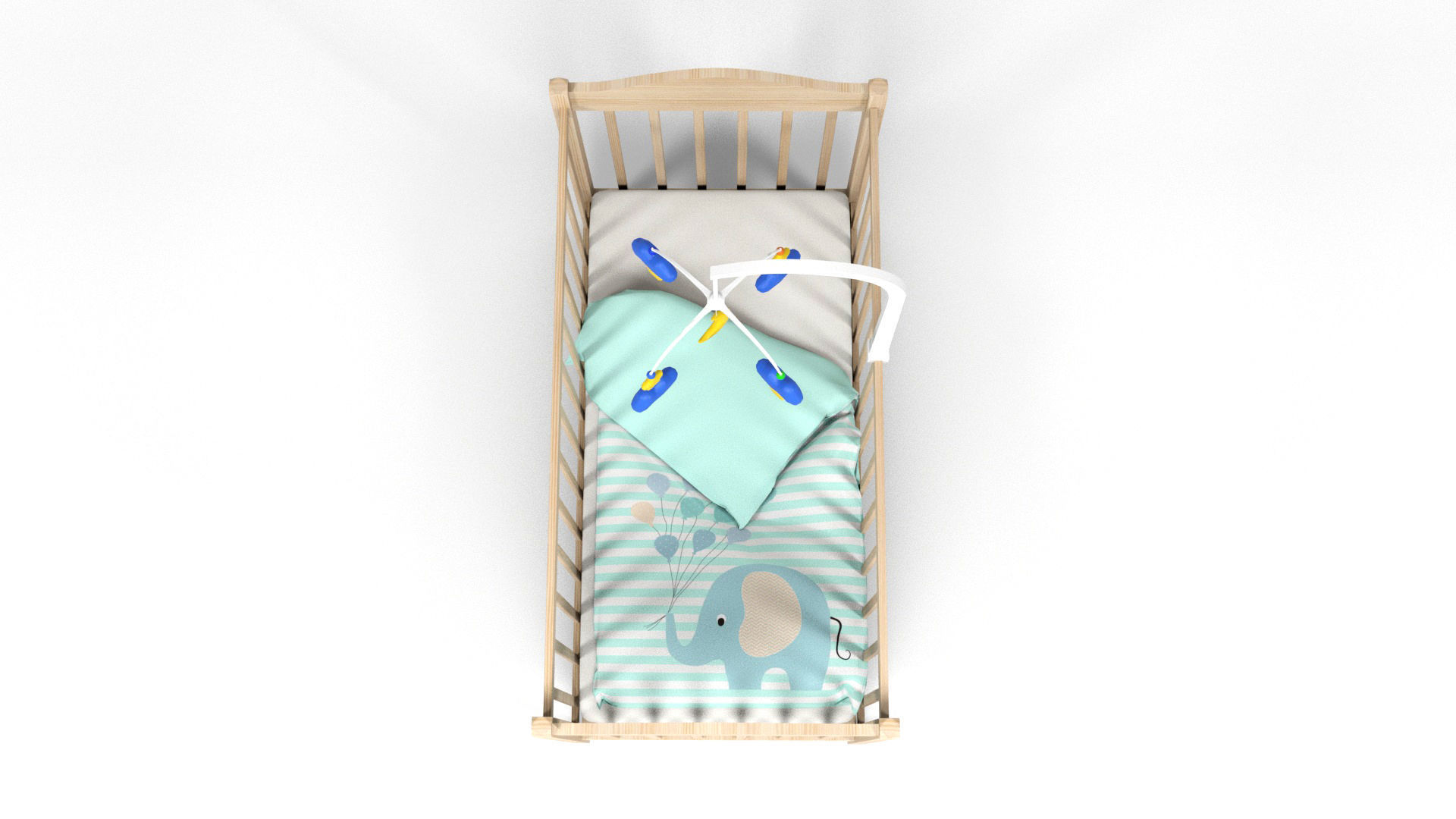 Baby crib Low-poly 3D model_3