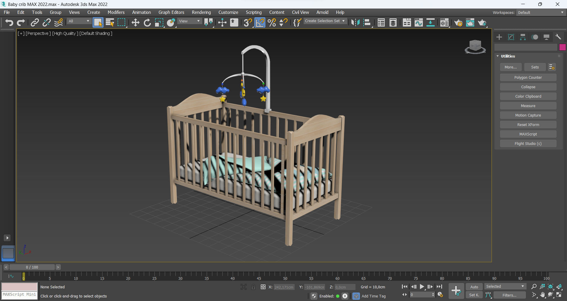 Baby crib Low-poly 3D model_9