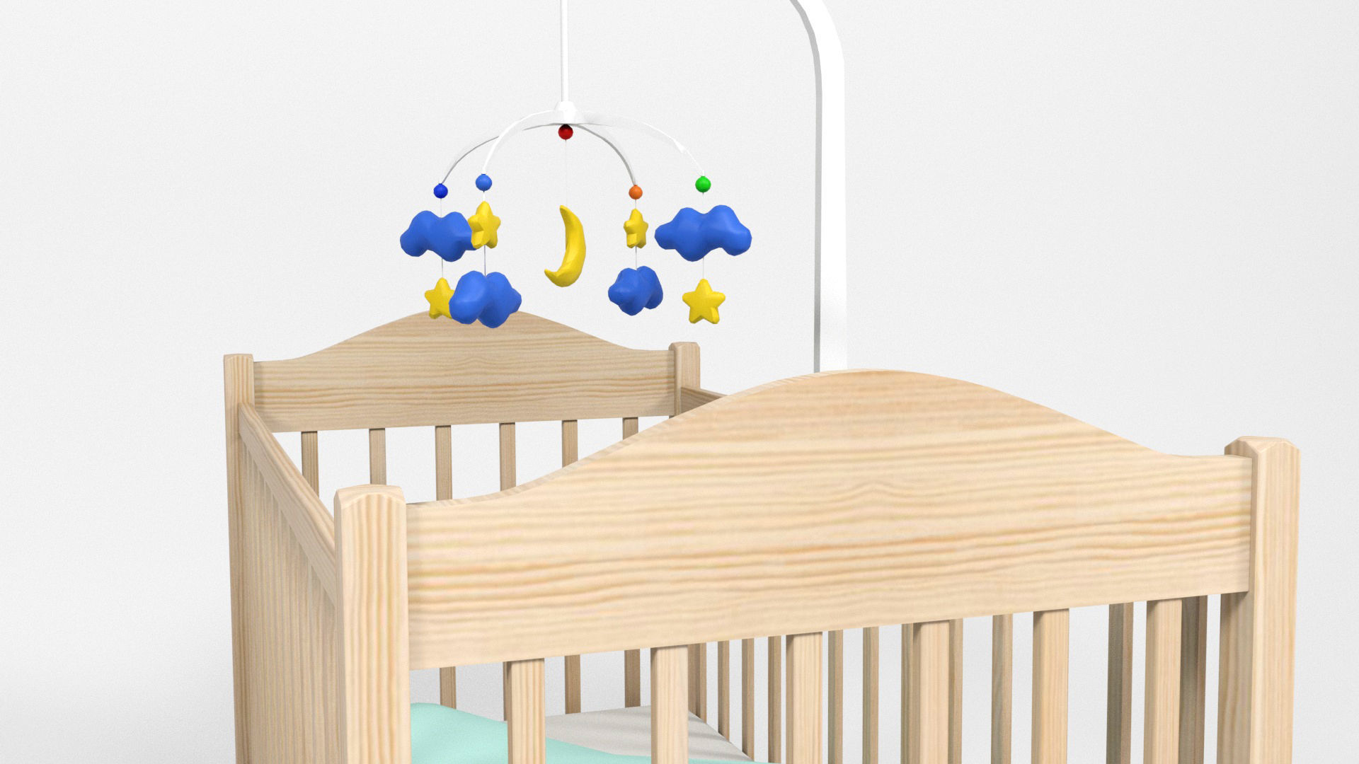 Baby crib Low-poly 3D model_5