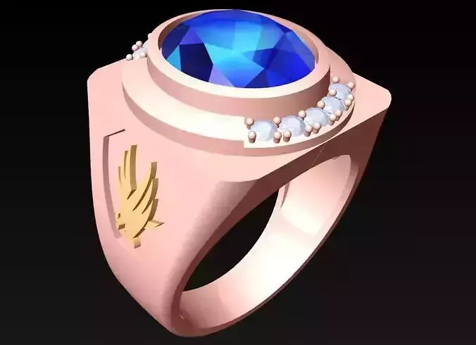 Oval stone ring - Eagle Ring - N4164