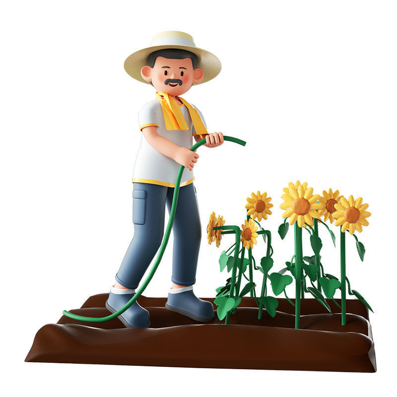 C4D model - farming by working farmers 3D model_2