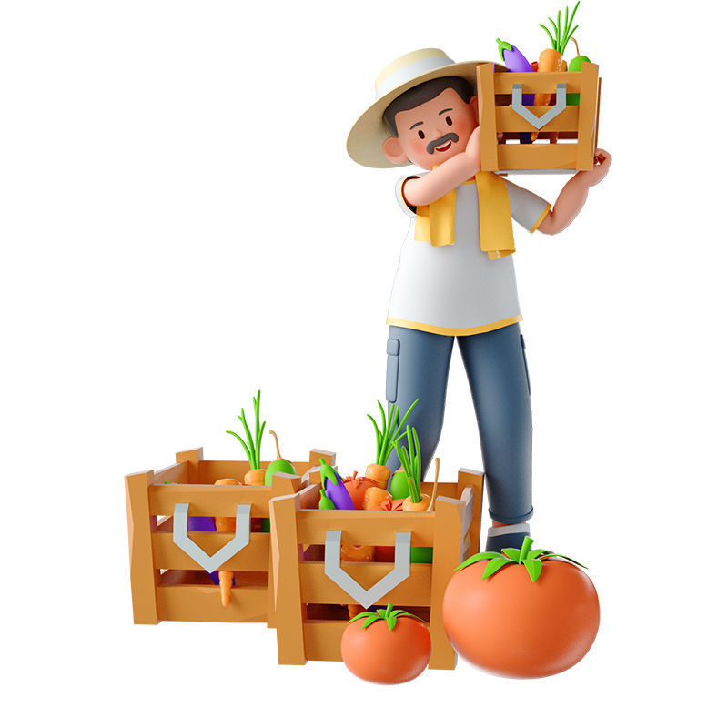 C4D model - farming by working farmers 3D model_3