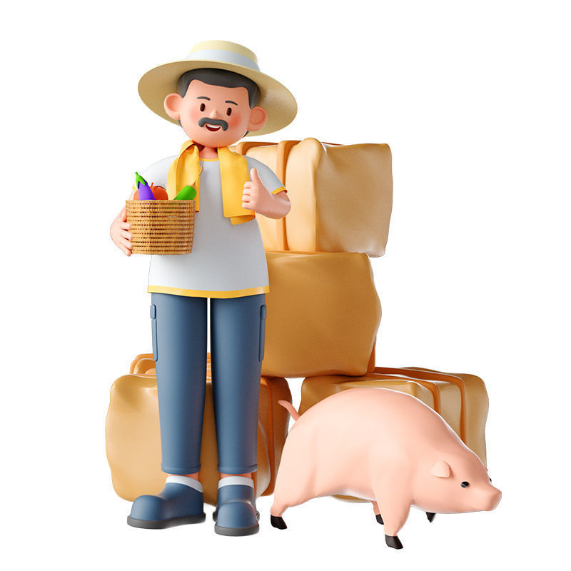 C4D model - farming by working farmers 3D model_4