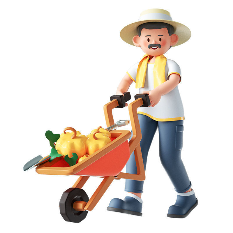 C4D model - farming by working farmers 3D model_1