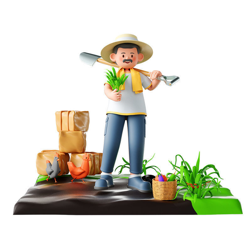 C4D model - farming by working farmers 3D model_5
