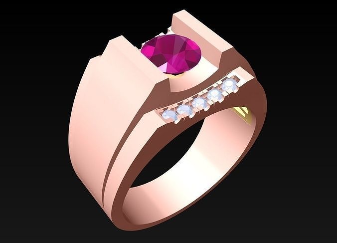Diamond Rings - Mens Ring - N180 3D print model
