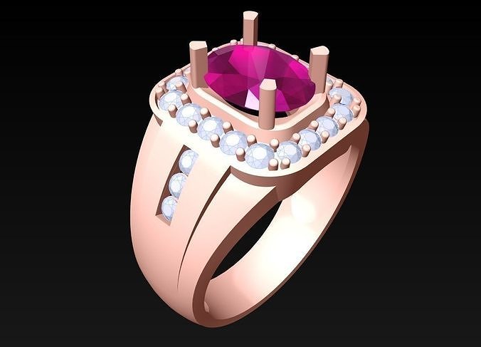 Oval Stone Ring - Diamond Ring - N4161 3D print model